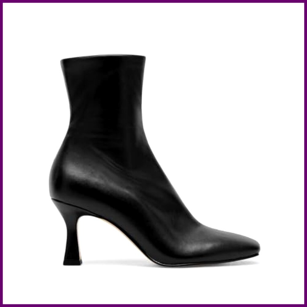 Kitten Heel Ankle Boots Square Toe Side Zipper Dressy Booties Fall Shoes - Picture 4 of 7
